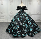 Black Quinceanera Dress Embroidered Ball Gown Sweet 16 Dress